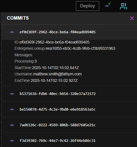 Commit and deploy workflow