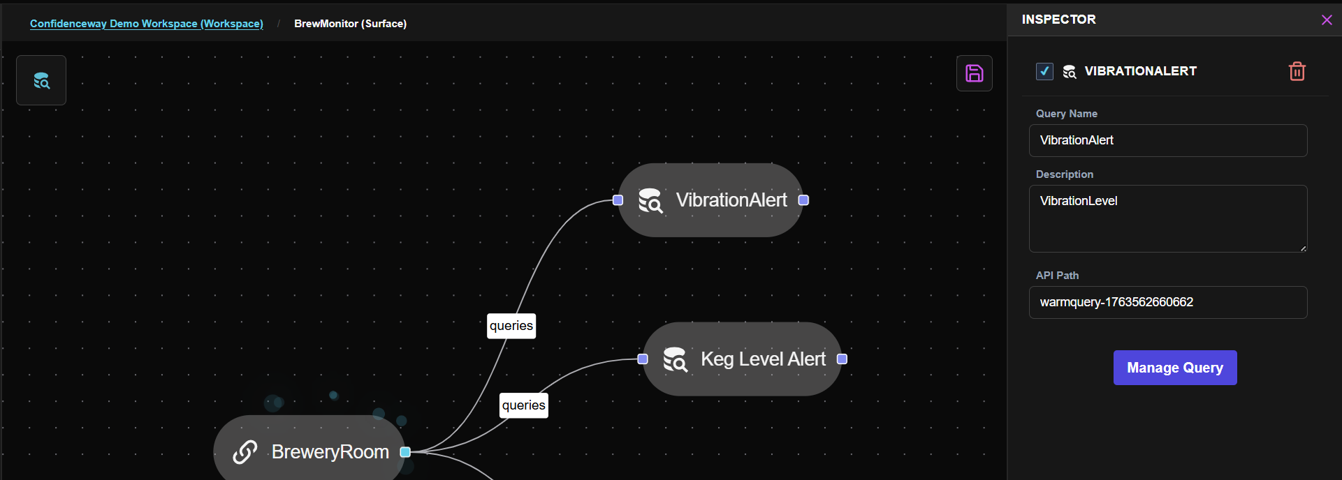 Warm query management interface